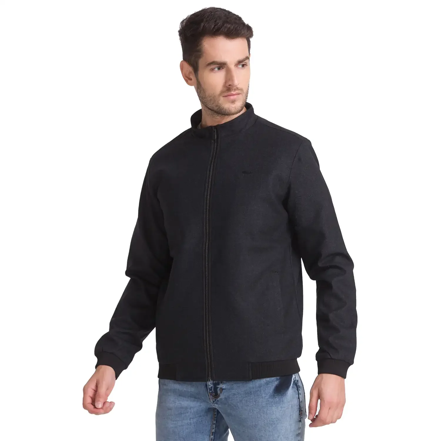 Men Black Solid Polyester Full Sleeve Jackets - Image 3