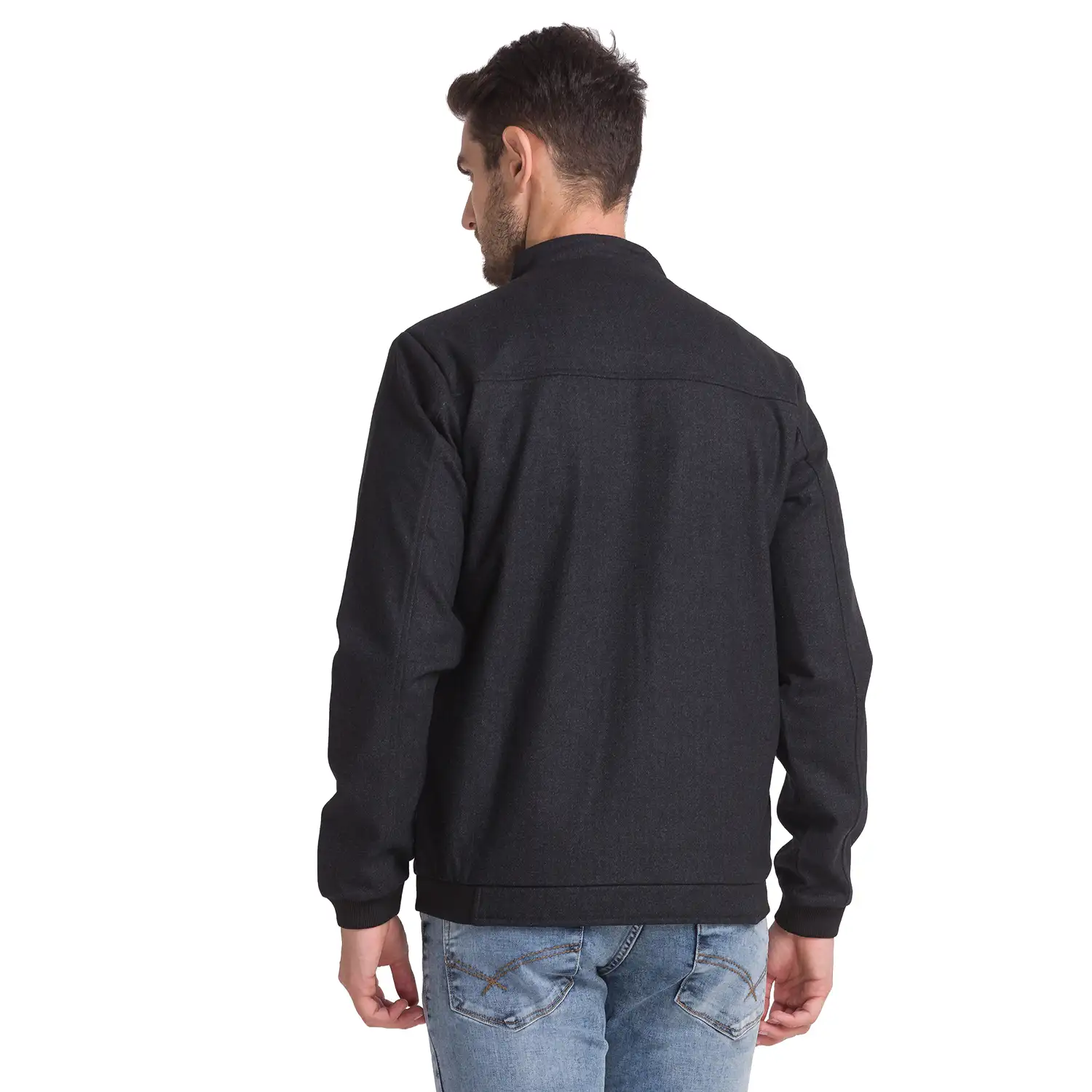 Men Black Solid Polyester Full Sleeve Jackets - Image 4