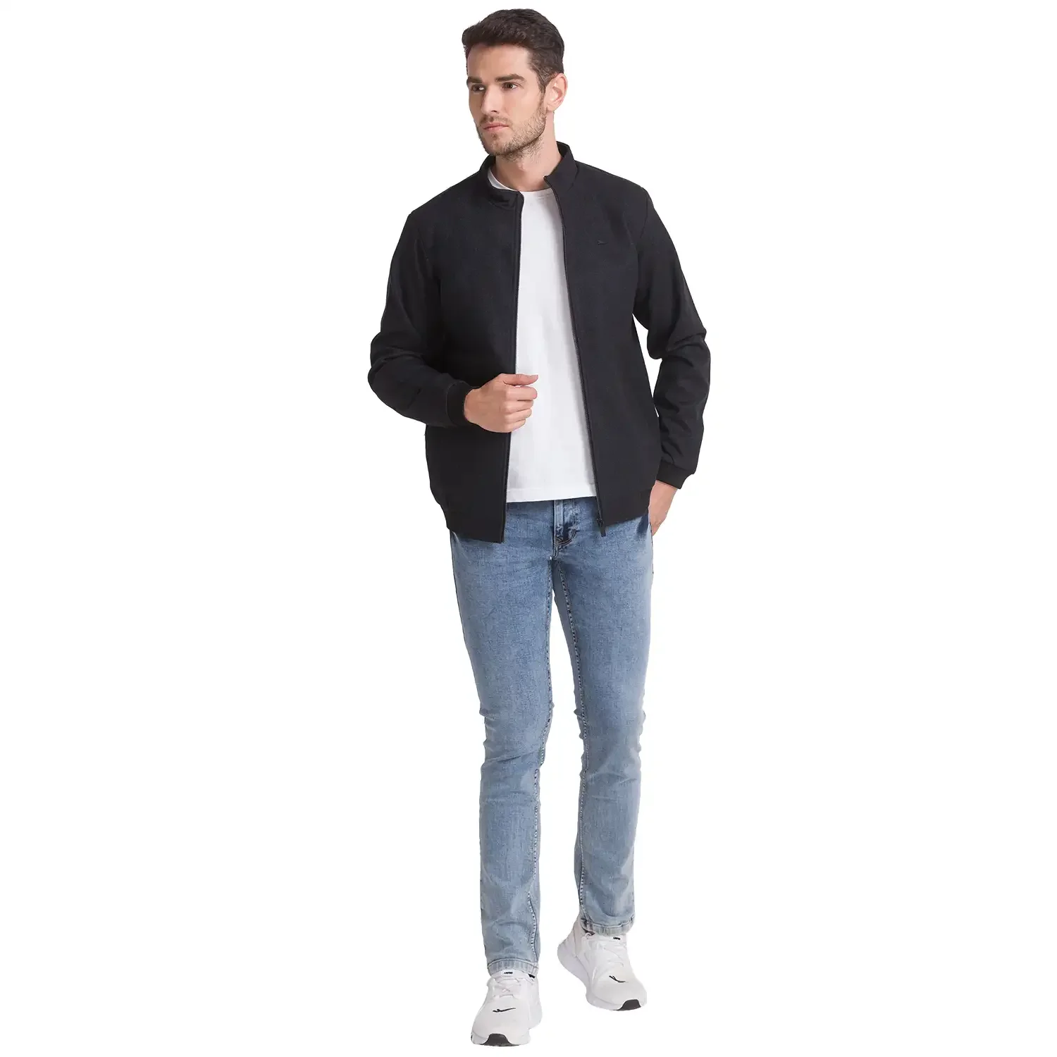 Men Black Solid Polyester Full Sleeve Jackets - Image 5