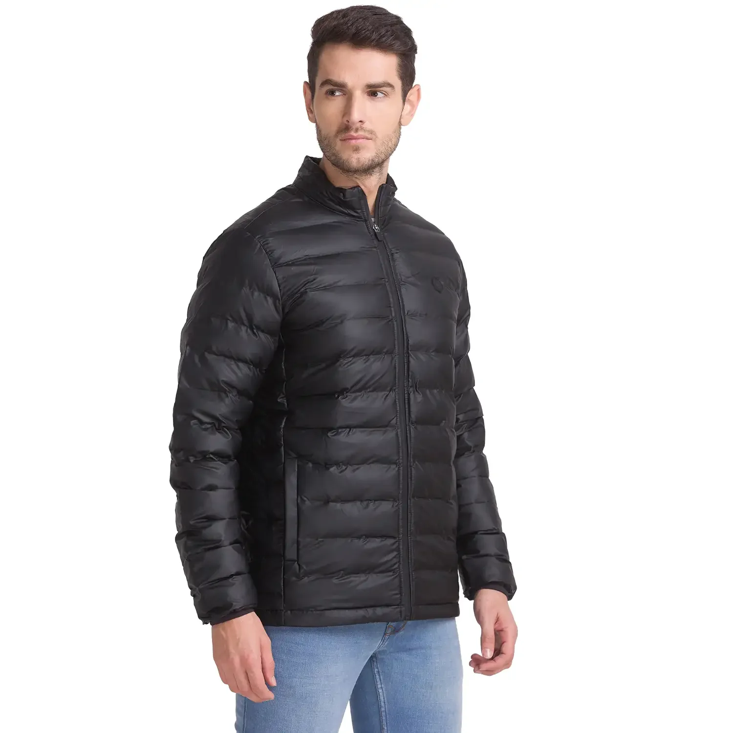 Men Black Solid Polyester Full Sleeve Jackets - Image 2