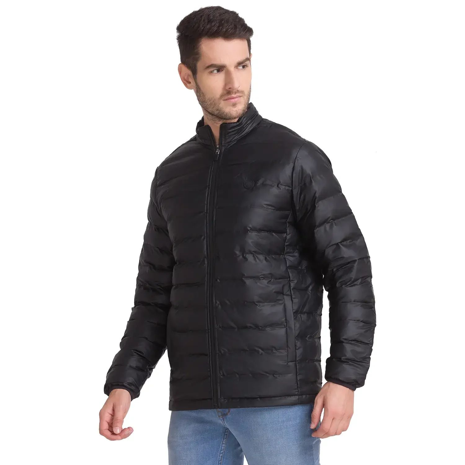 Men Black Solid Polyester Full Sleeve Jackets - Image 3