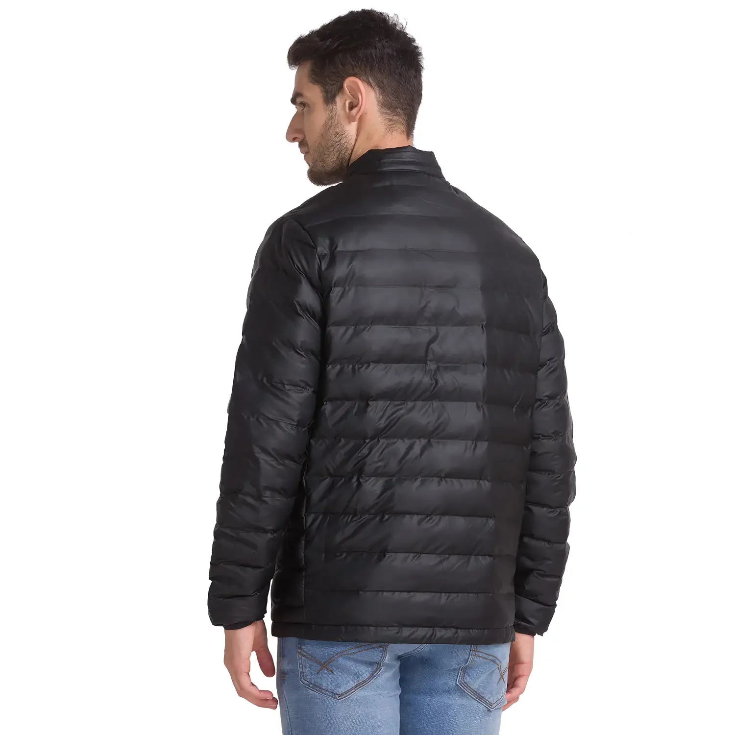 Men Black Solid Polyester Full Sleeve Jackets - Image 4