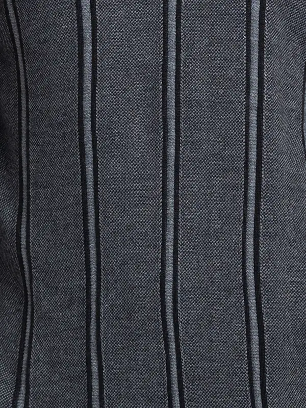 Men Black Stripe Acrylic Wool Blend Round Collar Sweaters - Image 7