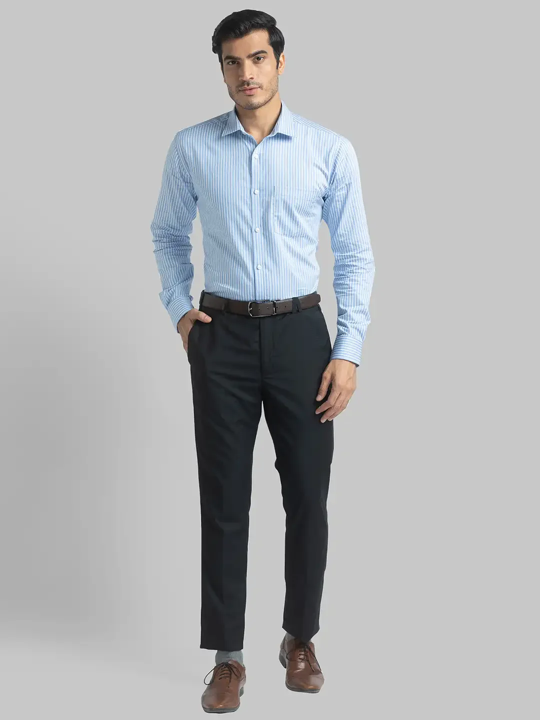 Men Black Super Slim Fit Checks Small Polyester Blend Trouser - Image 6