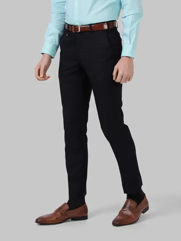 Men Black Super Slim Fit Checks Terylene Rayon Blend Trouser - Image 3
