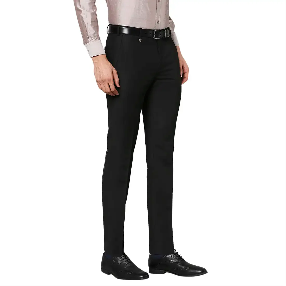 Men Black Super Slim Fit Plain Terry Rayon Blend Trouser - Image 2