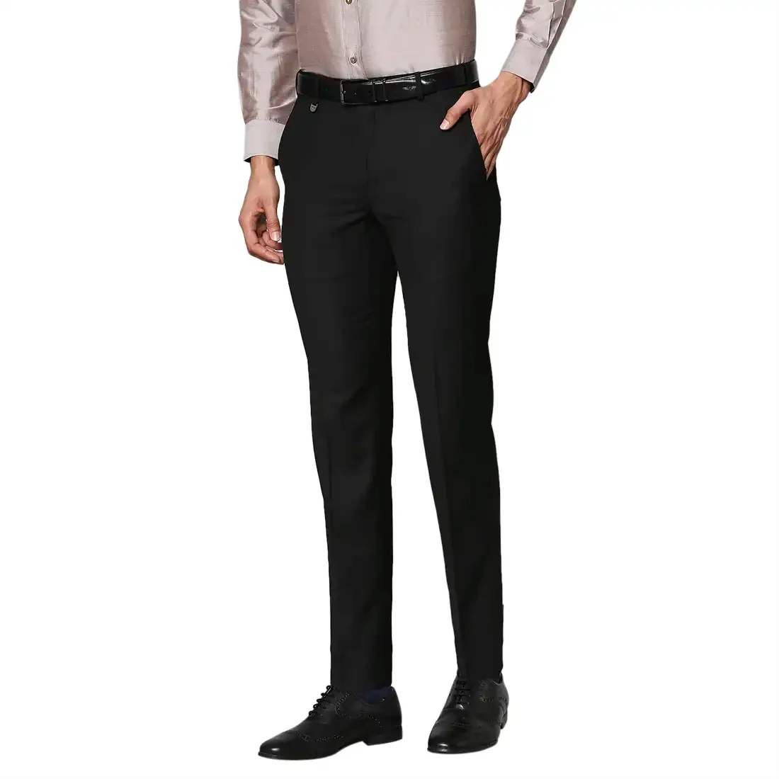 Men Black Super Slim Fit Plain Terry Rayon Blend Trouser - Image 3