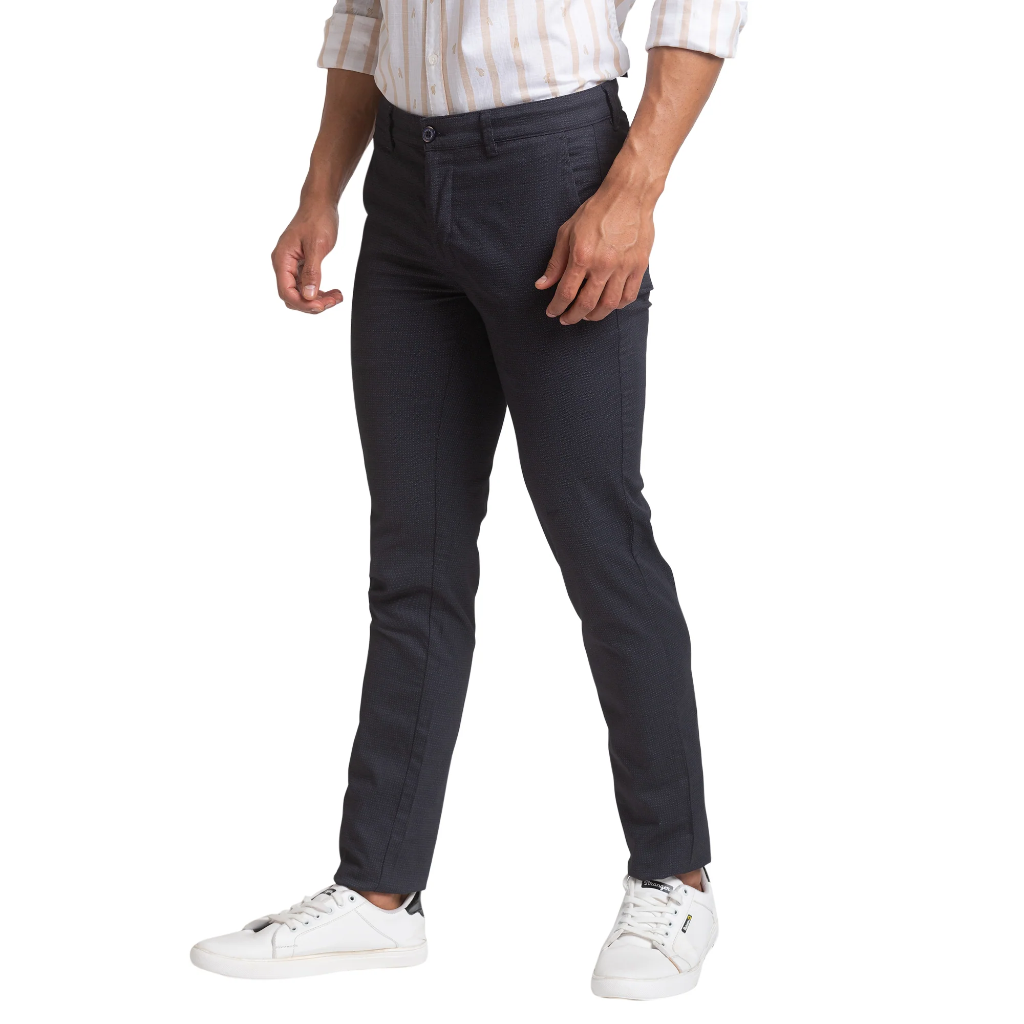 Men Black Super Slim Fit Print Cotton Blend Trouser - Image 3