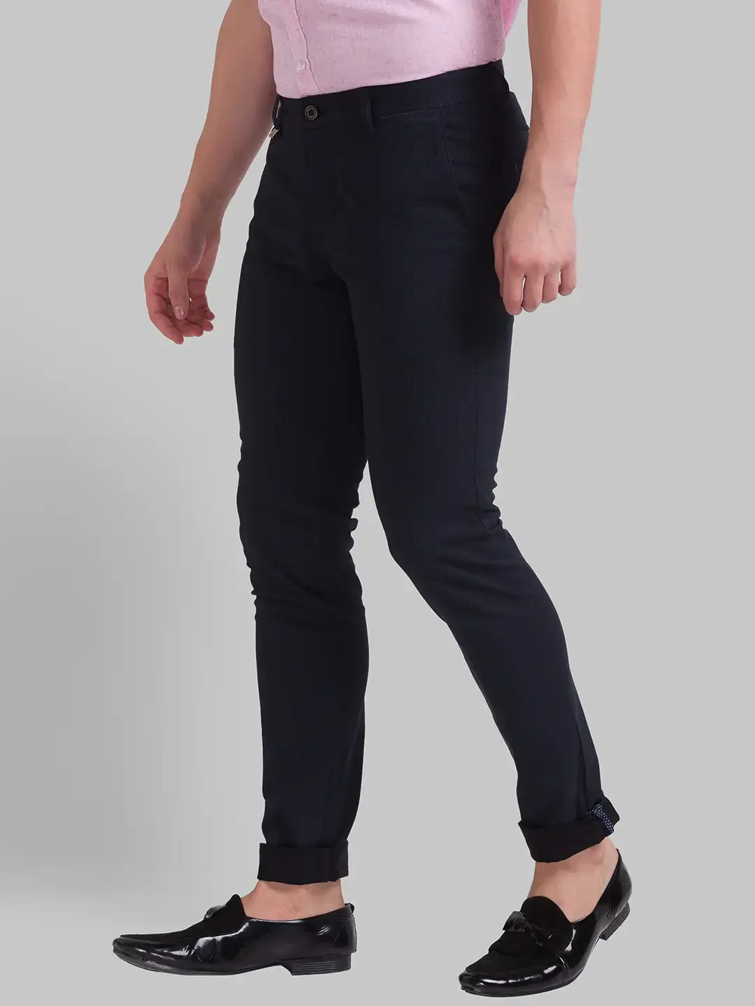 Men Black Super Slim Fit Print Cotton Blend Trouser - Image 3