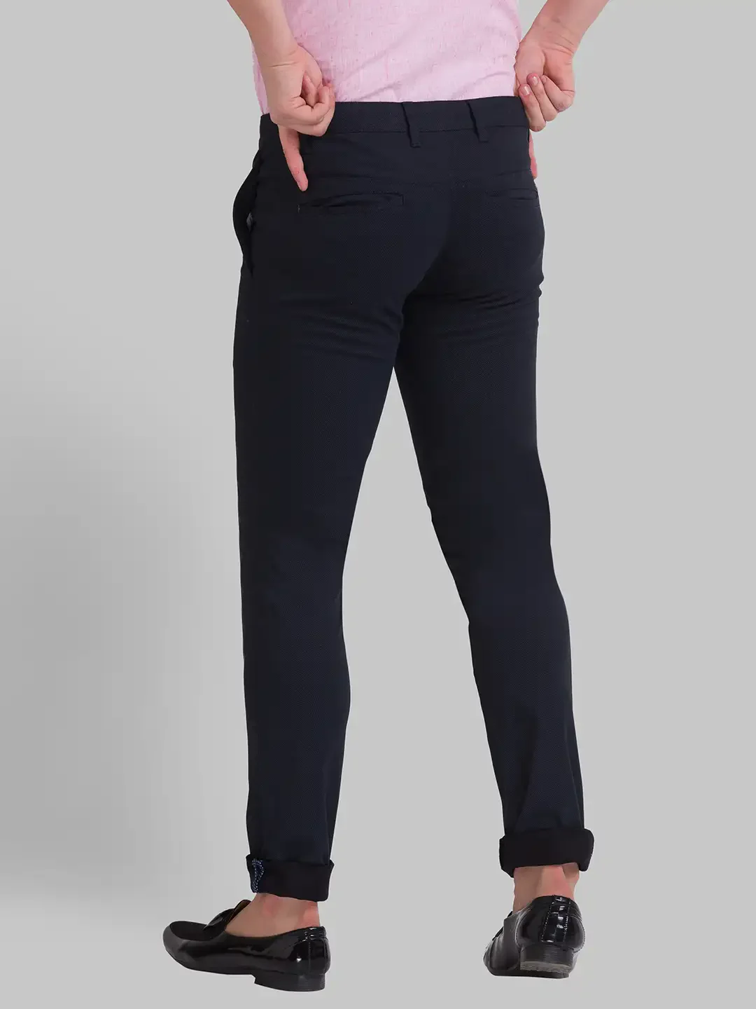 Men Black Super Slim Fit Print Cotton Blend Trouser - Image 4