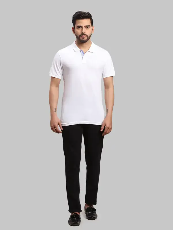 Men Black Super Slim Fit Solid Cotton Blend Trouser - Image 5