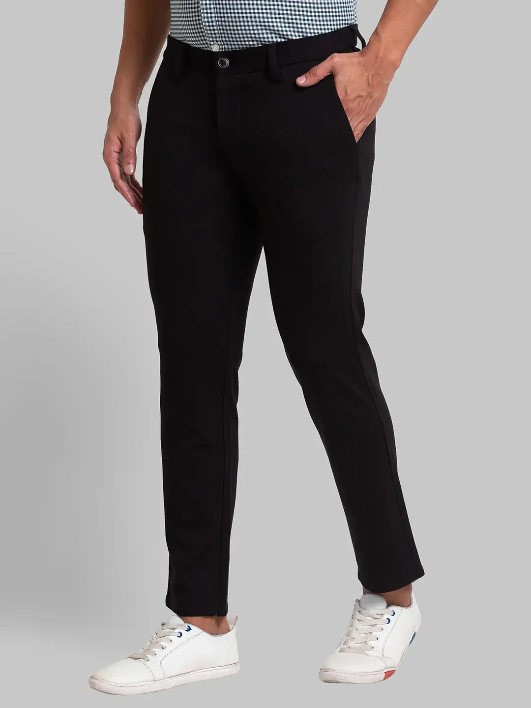 Men Black Super Slim Fit Solid Rayon Nylon Spandex Blend Trouser - Image 2
