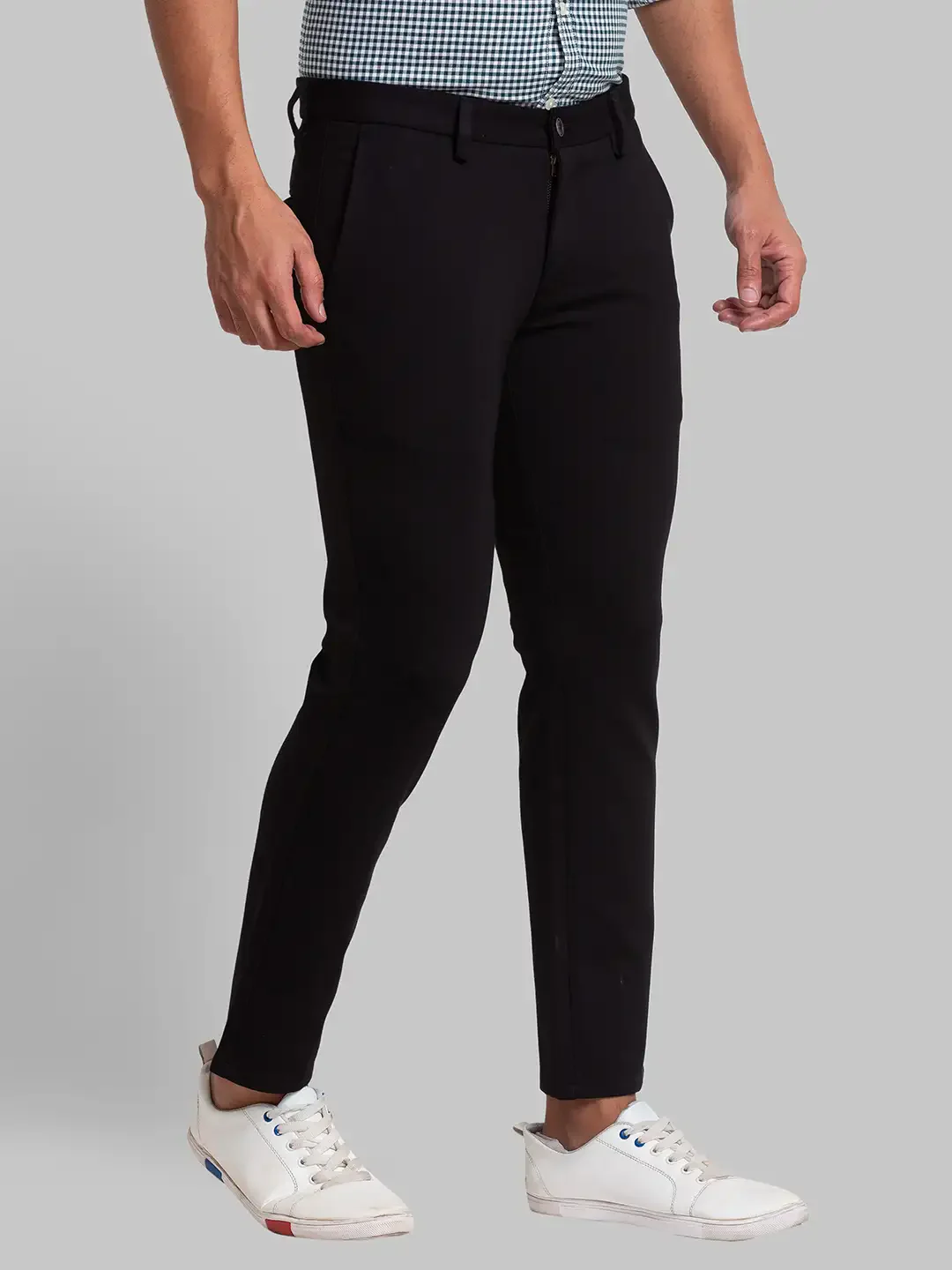Men Black Super Slim Fit Solid Rayon Nylon Spandex Blend Trouser - Image 3