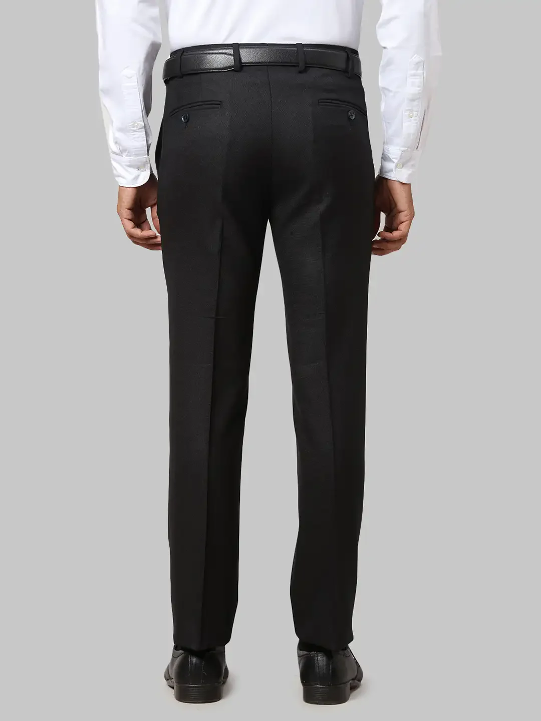 Men Black Super Slim Fit Structure Polyester Blend Trouser - Image 4