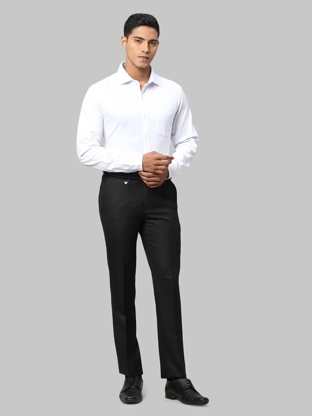Men Black Super Slim Fit Structure Polyester Blend Trouser - Image 5