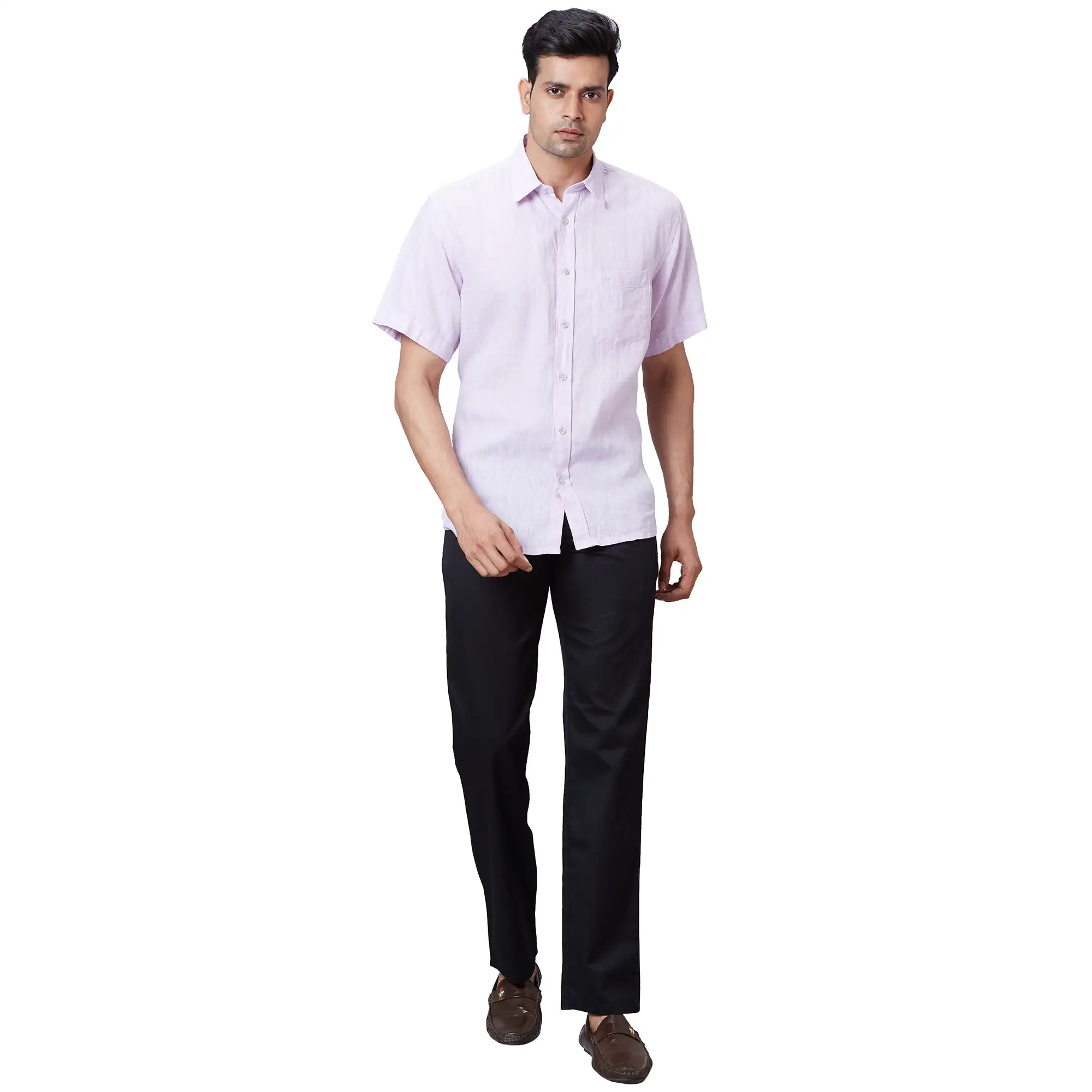 Men Black Tailored Fit Plain Cotton Trouser - Image 5