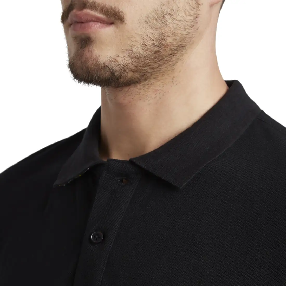 Men Black Tailored Fit Solid Cotton Half Sleeve Round Neck Collar Polo T-Shirt - Image 6