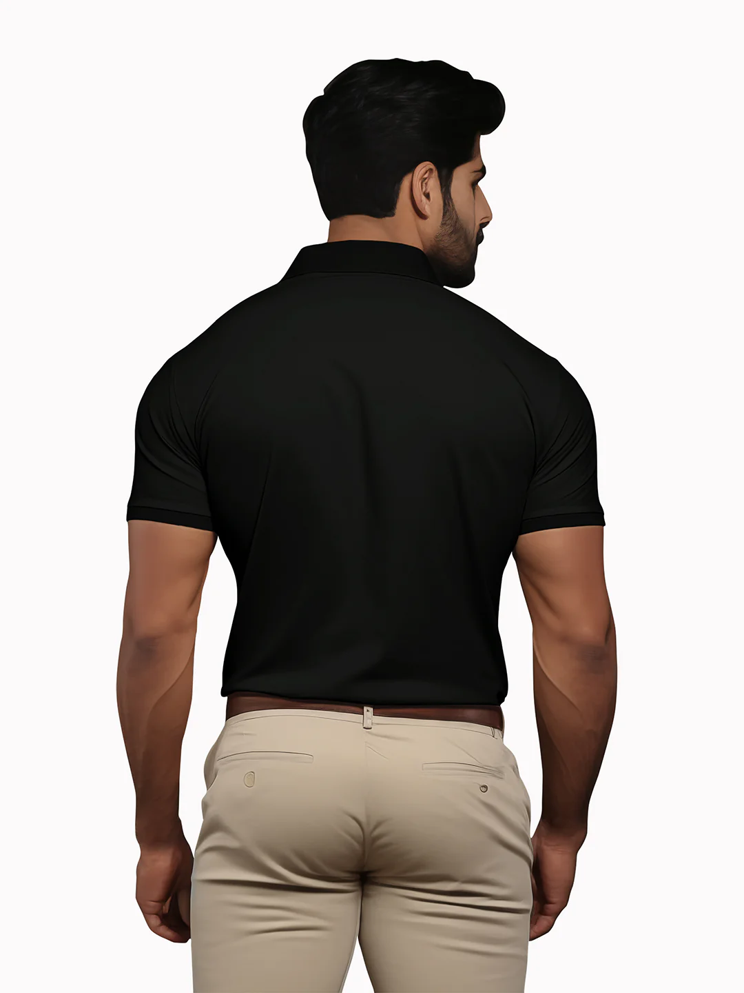 Colorplus Men Black Tailored Fit Solid Polo Neck Collar T-Shirt - Image 3