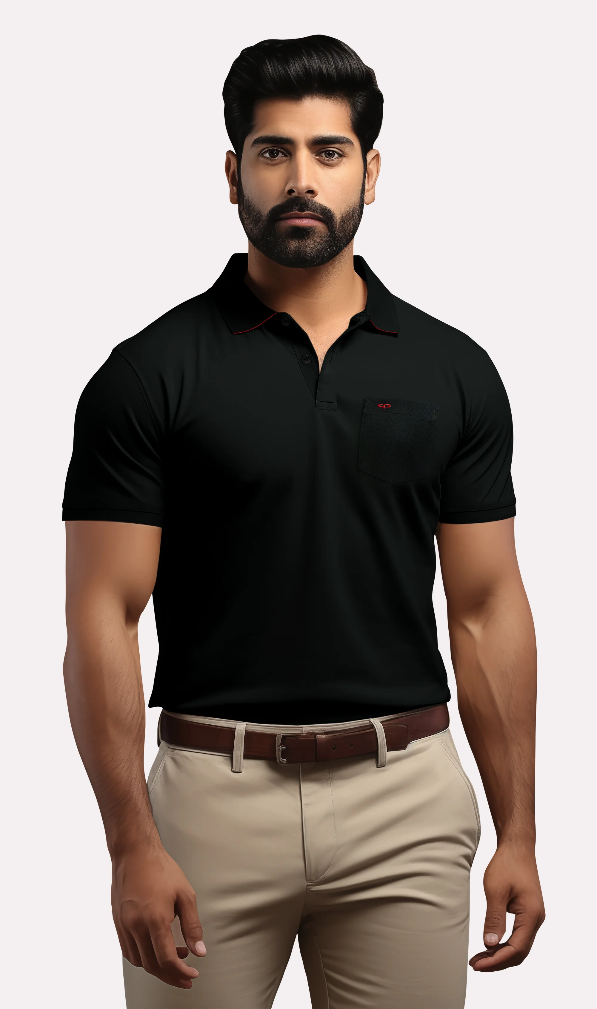 Colorplus Men Black Tailored Fit Solid Polo Neck Collar T-Shirt - Image 5