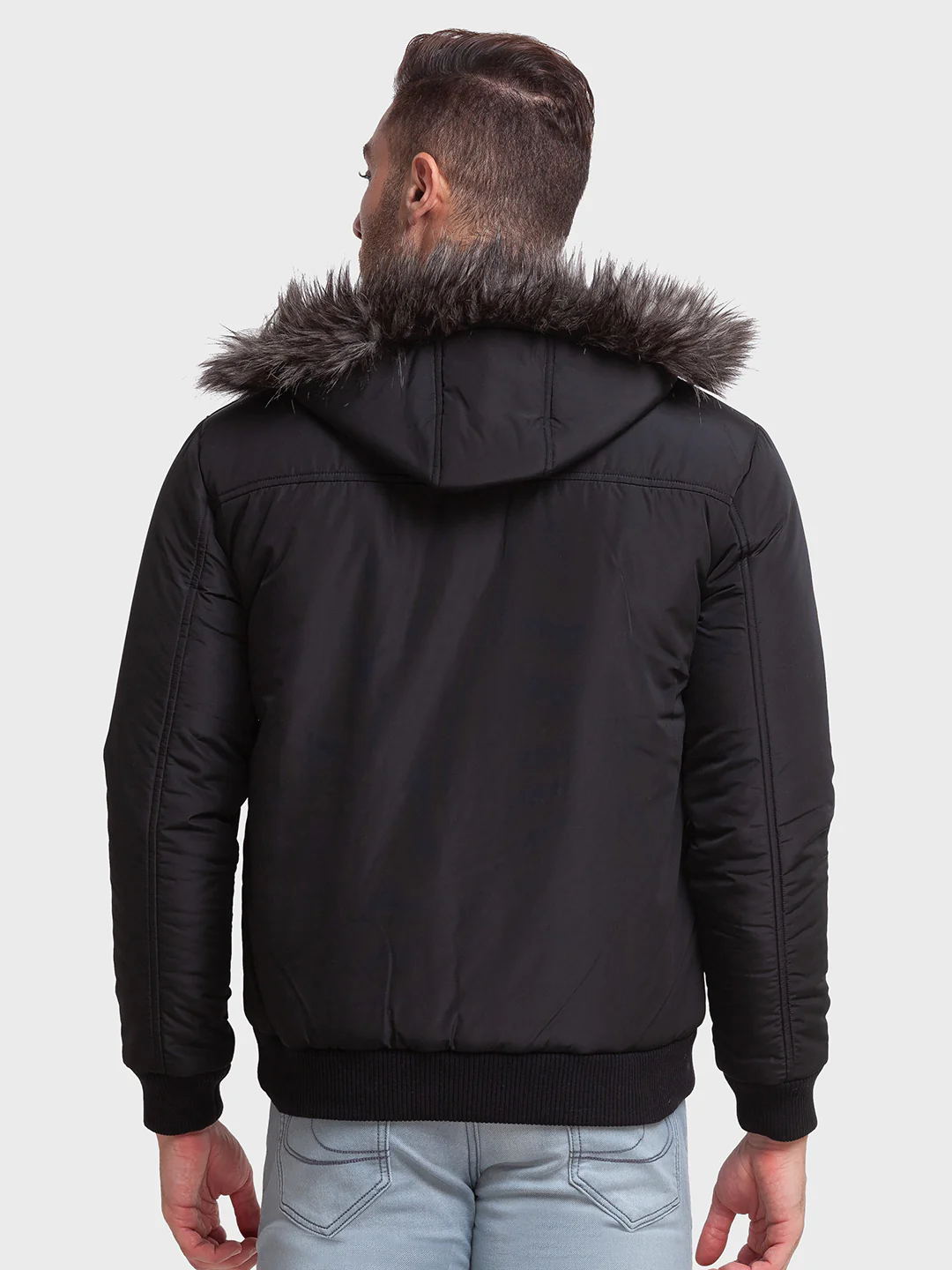 Men Black Tailored Fit Solid Polyester Full Sleeve Jackets - Image 4