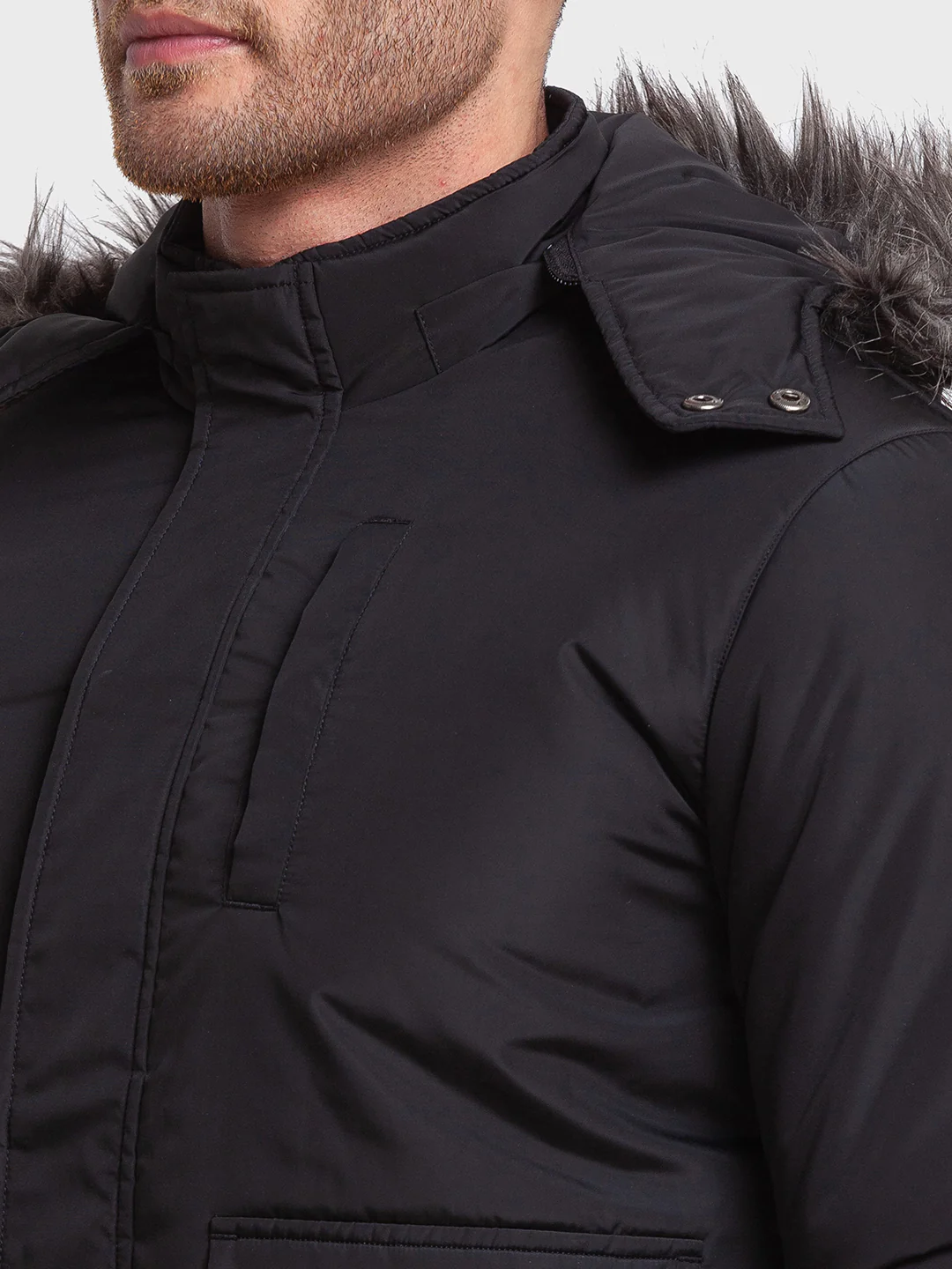 Men Black Tailored Fit Solid Polyester Full Sleeve Jackets - Image 6