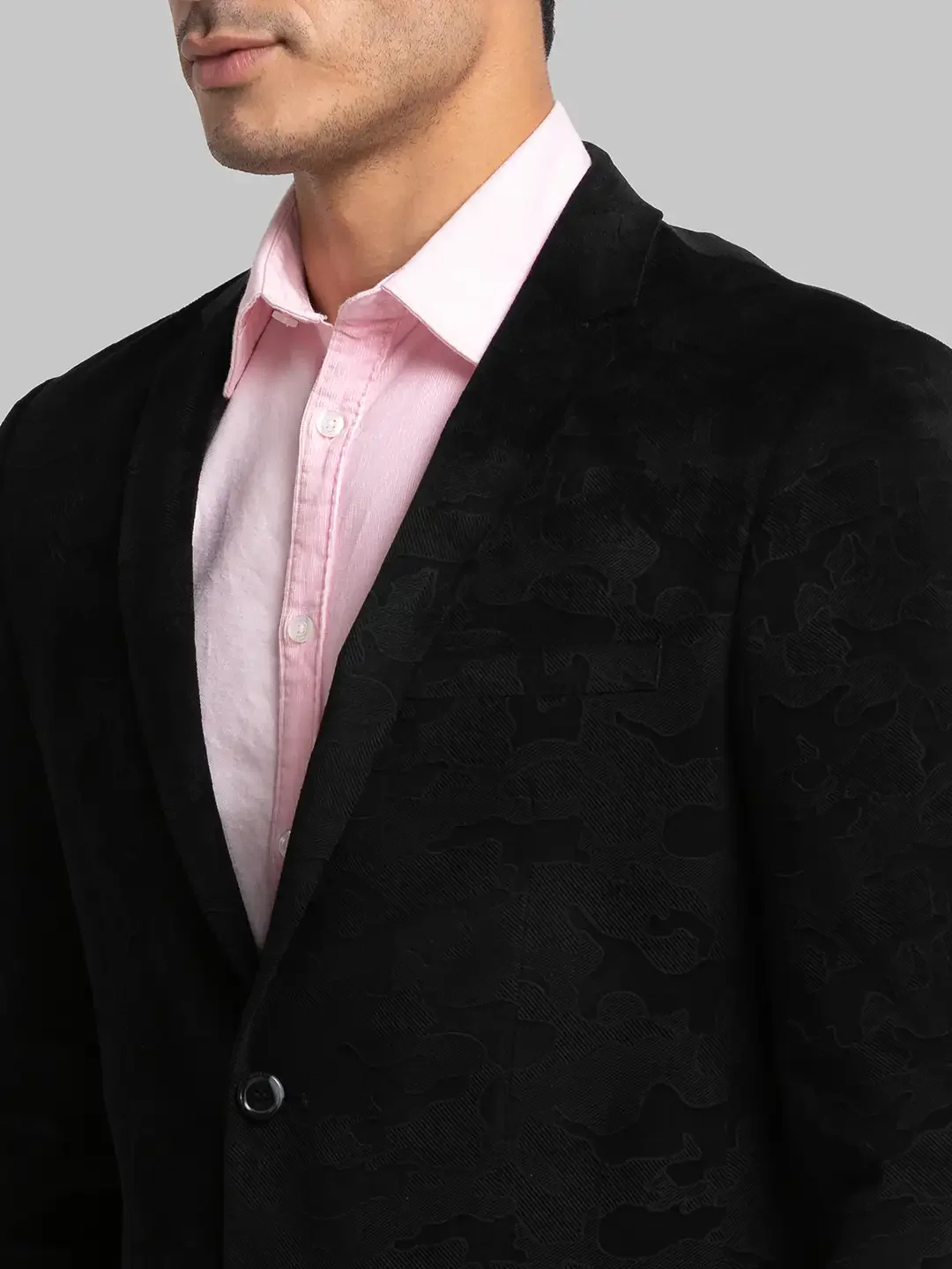Men Black Urban Fit Print Terylene Jackets - Image 6