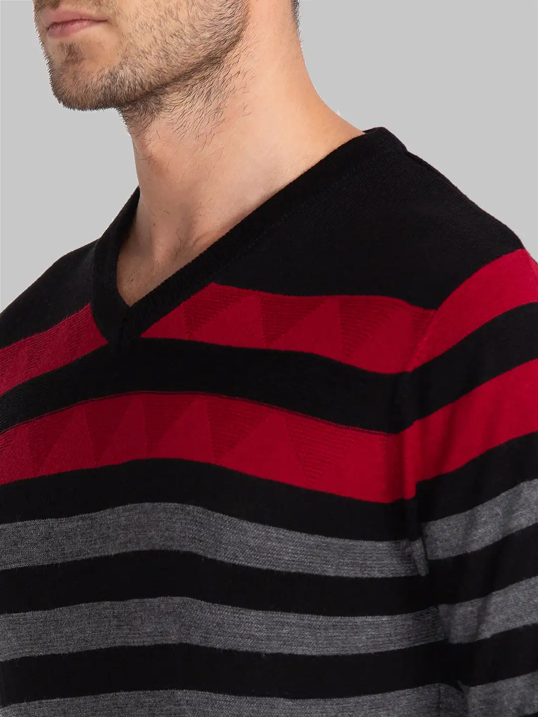 Men Black Yarn Dyed Acrylic Full Sleeve Sweaters - Image 6
