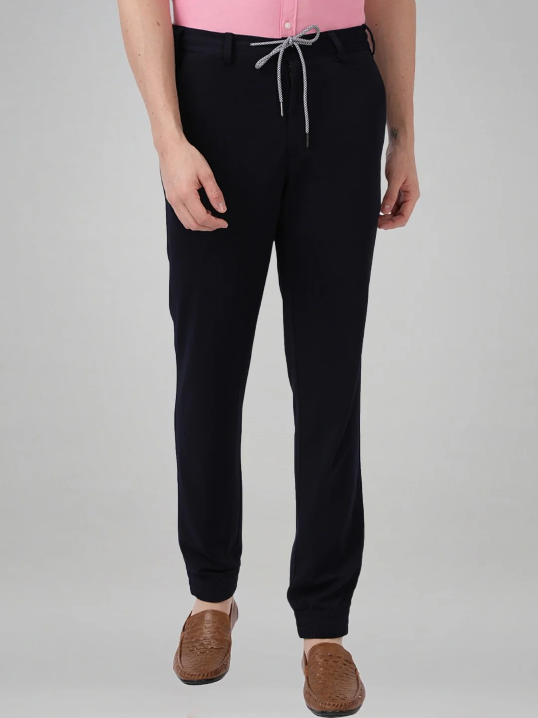 Men Blue Active Fit Structure Terylene Spandex Blend Trouser - Image 4