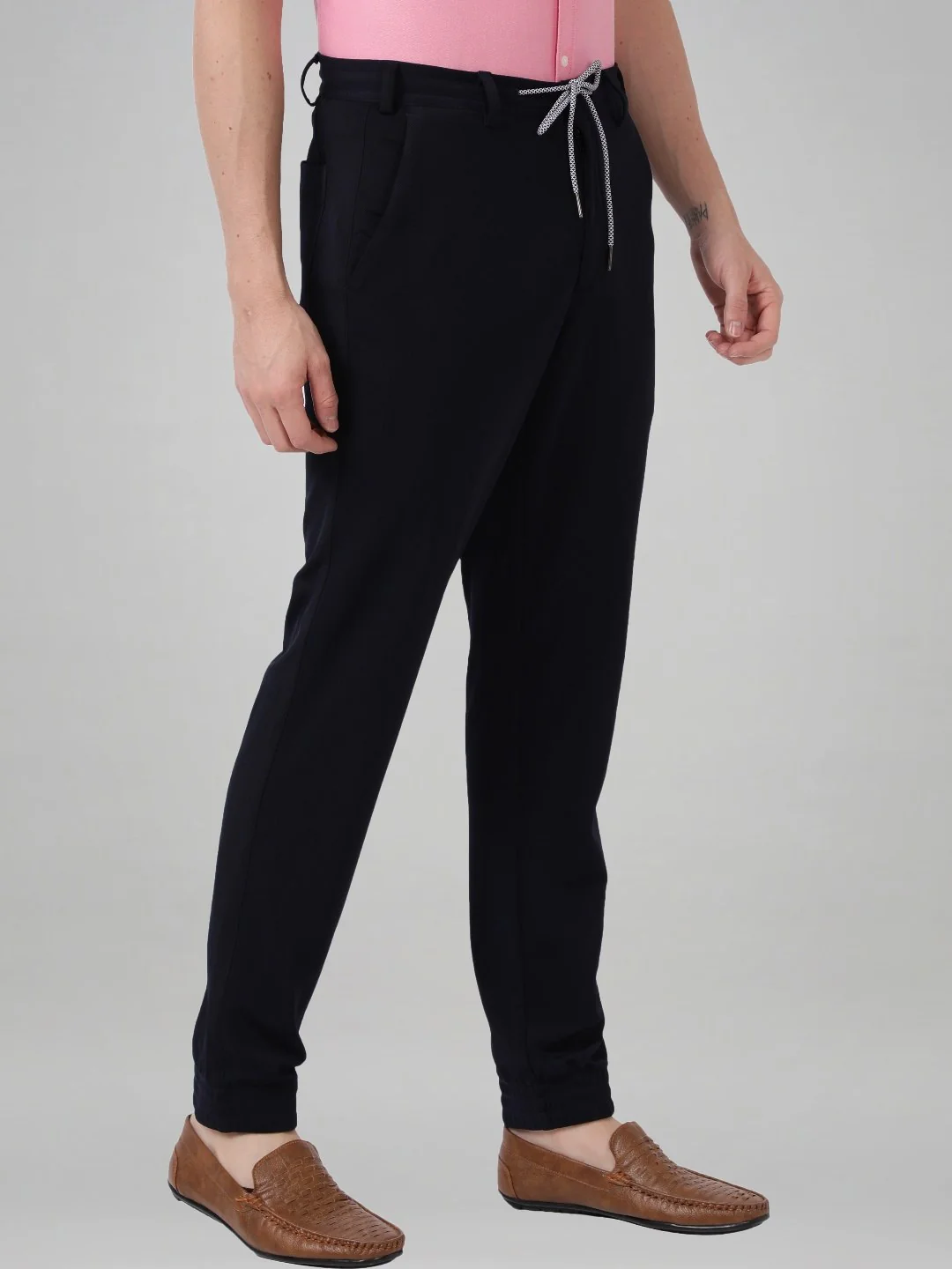 Men Blue Active Fit Structure Terylene Spandex Blend Trouser - Image 5