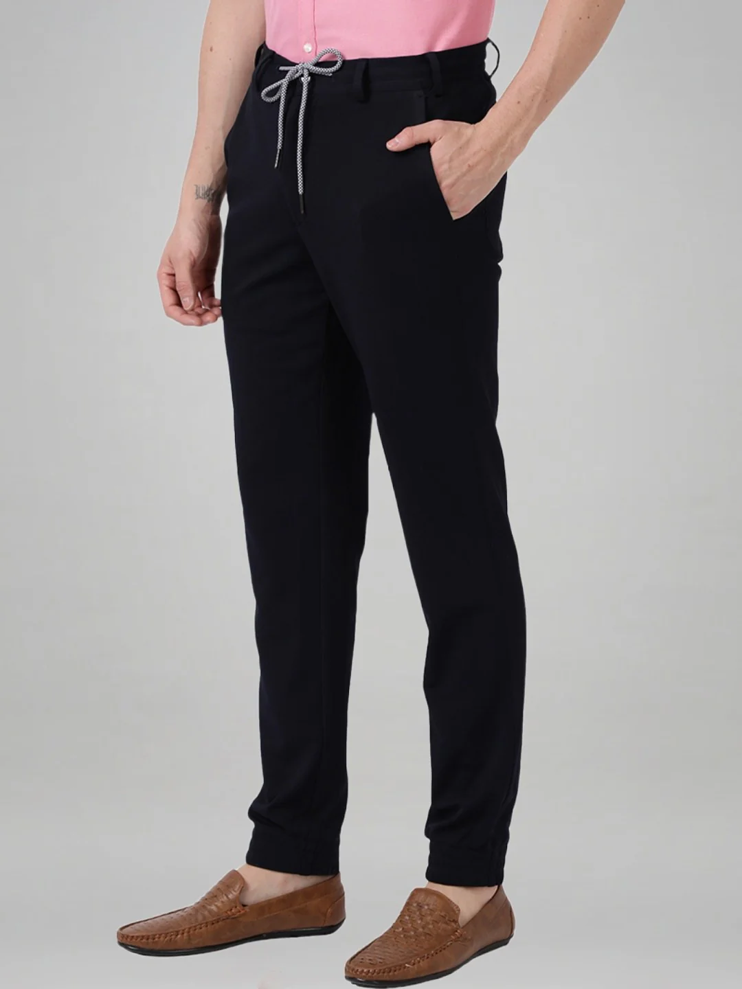 Men Blue Active Fit Structure Terylene Spandex Blend Trouser - Image 6