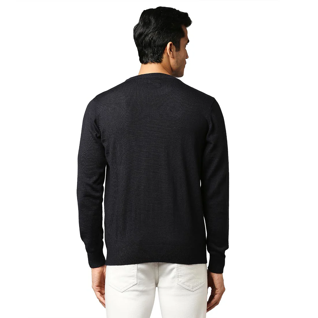 Men Blue Argyle Acrylic Wool Blend Round Collar Sweaters - Image 4