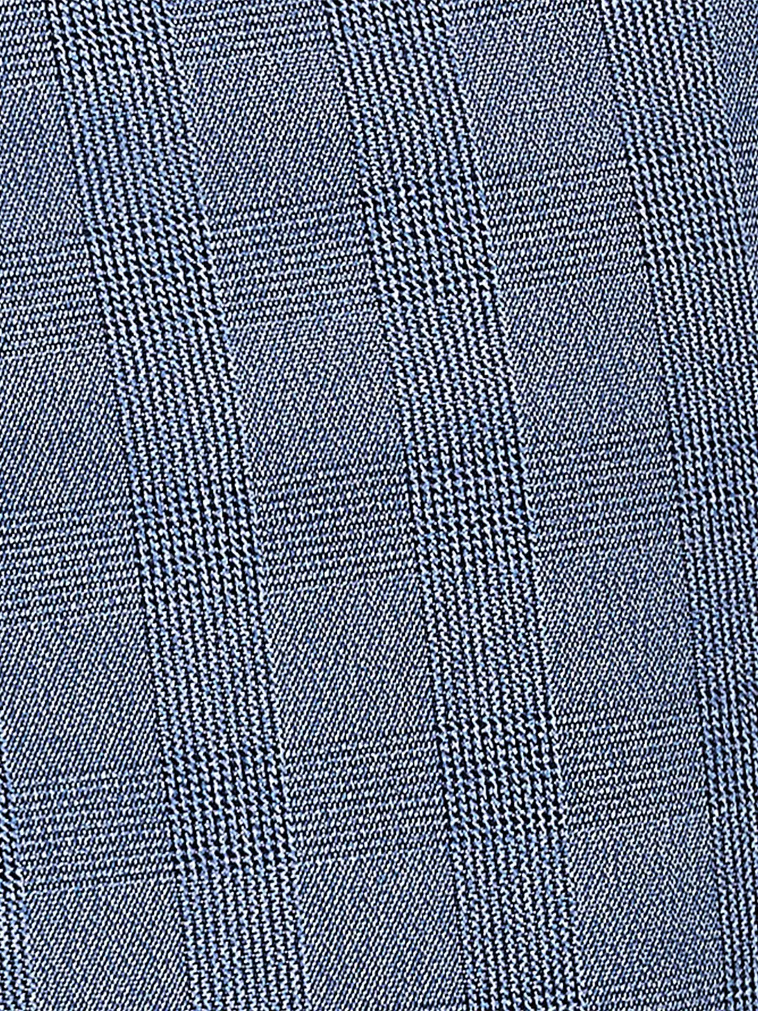 Men Blue Carrot Fit Yarn Dyed Cotton Blend Trouser - Image 7