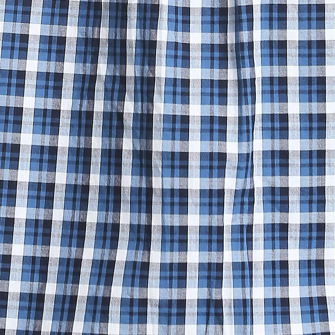 Men Blue Classic Fit Checks Cotton Half Sleeve Shirts - Image 7