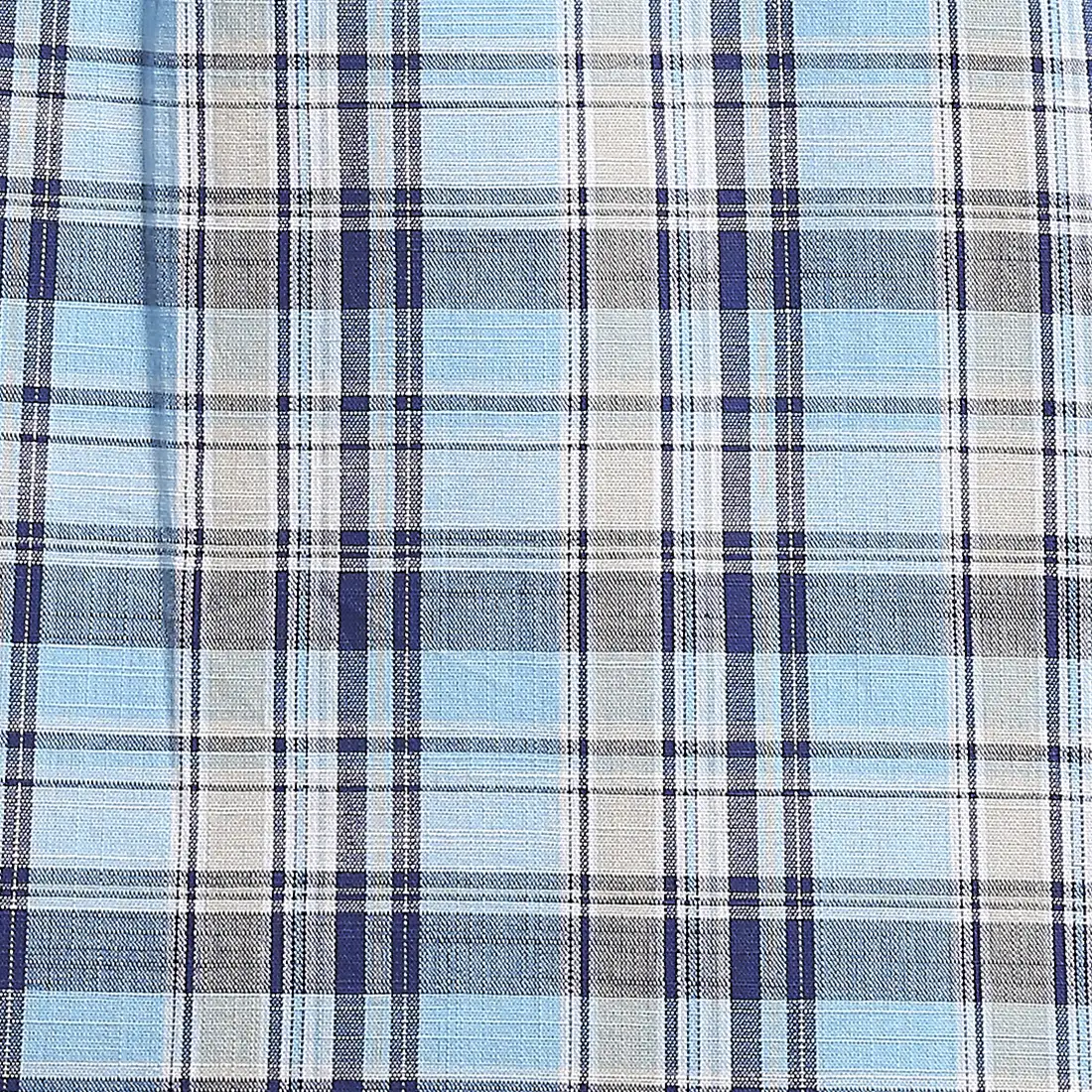 Men Blue Classic Fit Checks Cotton Half Sleeve Shirts - Image 7
