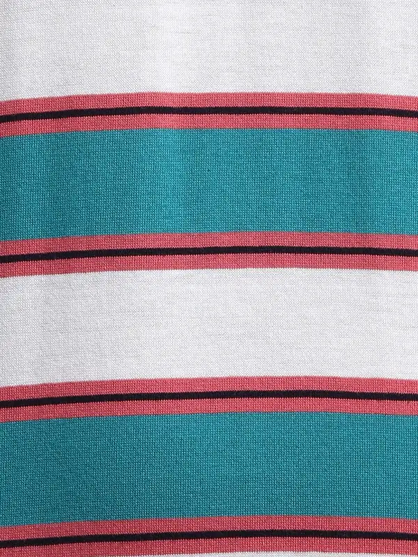 Men Blue Classic Fit Stripe Cotton Half Sleeve T-Shirt - Image 7