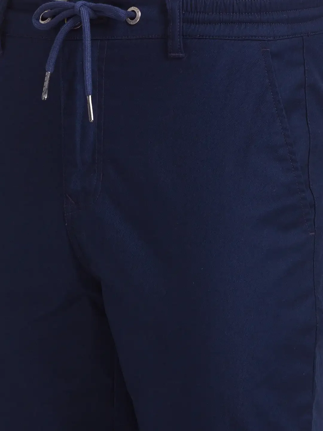 Men Blue Comfort Fit Solid Cotton Blend Trouser - Image 6