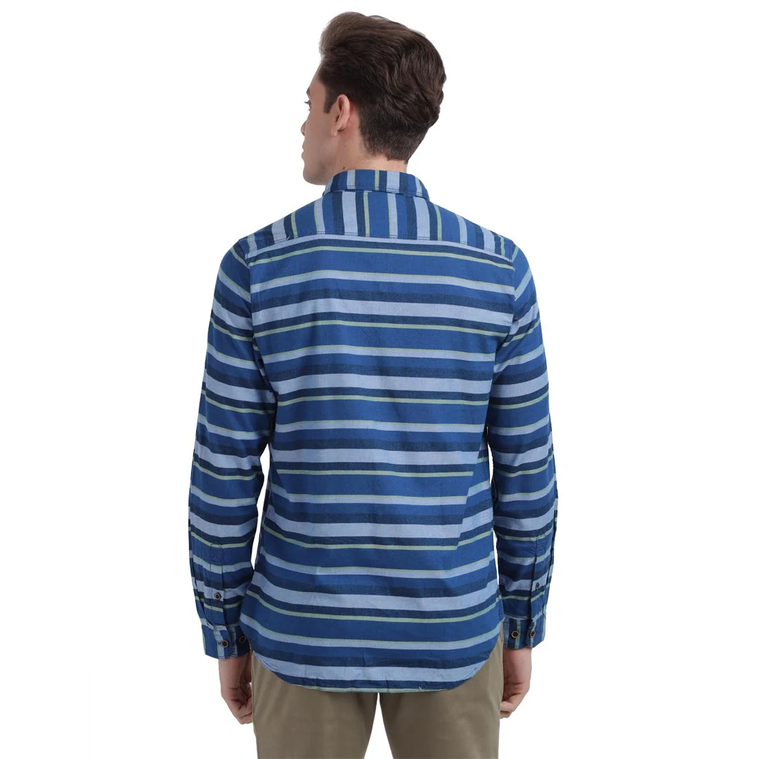 Men Blue Contemporary Fit Barre Cotton Full Sleeve Shirts - Image 4