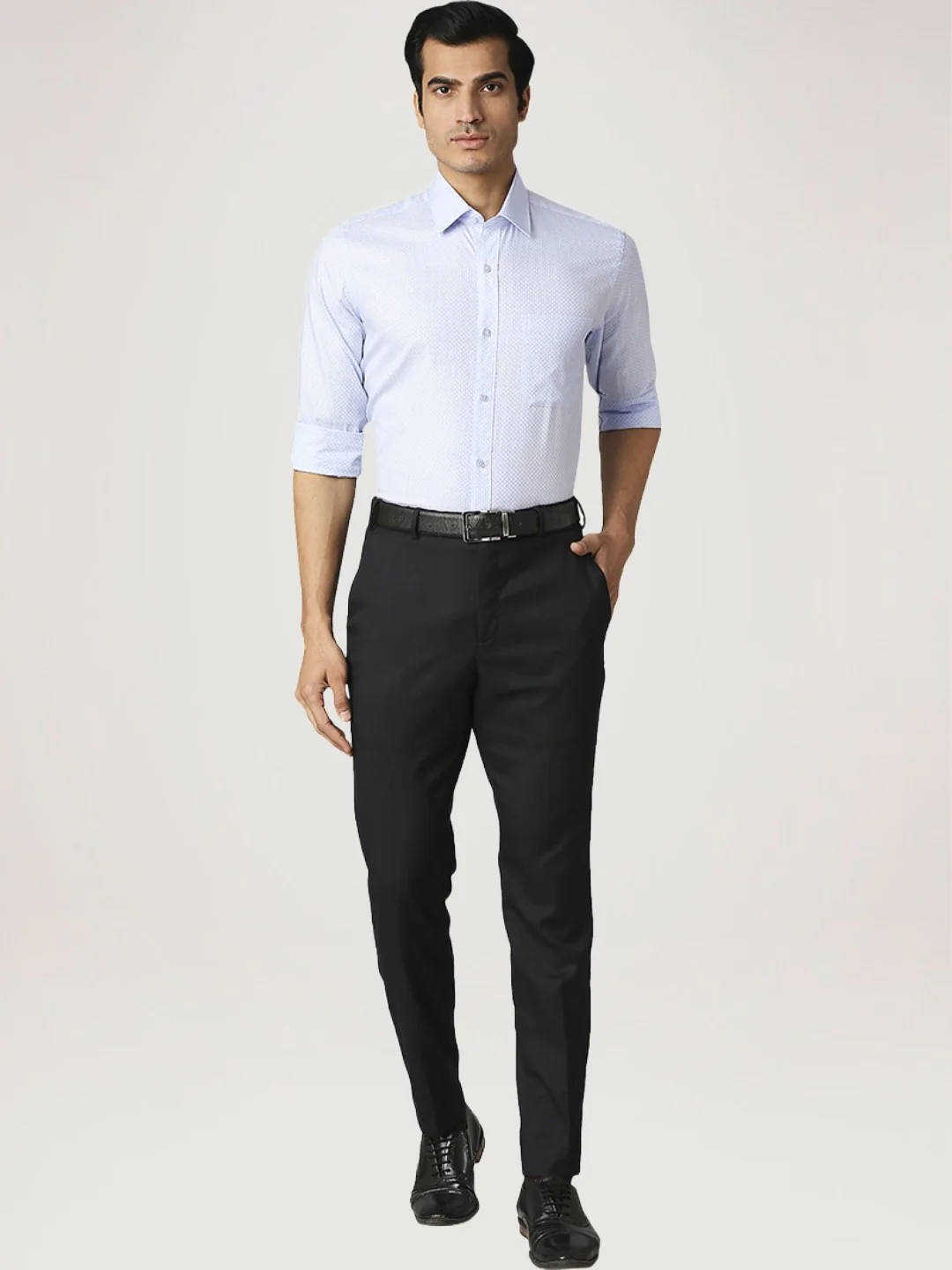 Men Blue Contemporary Fit Checks Cotton Full Sleeve Shirts - Image 2