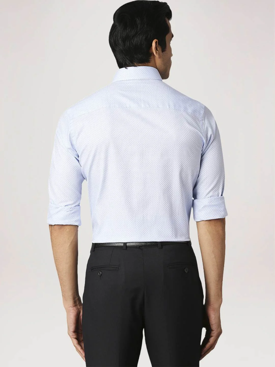 Men Blue Contemporary Fit Checks Cotton Full Sleeve Shirts - Image 3