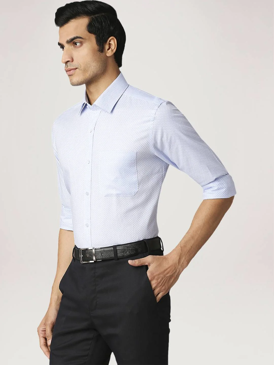 Men Blue Contemporary Fit Checks Cotton Full Sleeve Shirts - Image 4