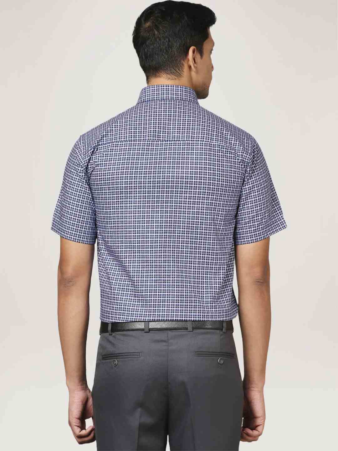 Men Blue Contemporary Fit Checks Cotton Shirts - Image 3