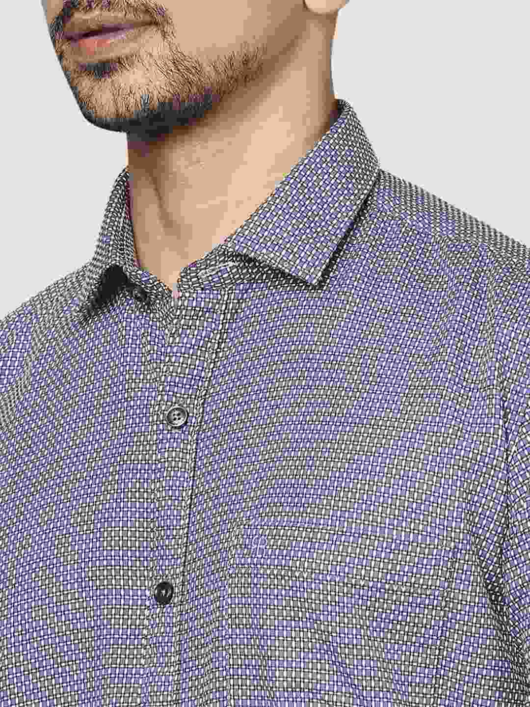 Men Blue Contemporary Fit Checks Cotton Shirts