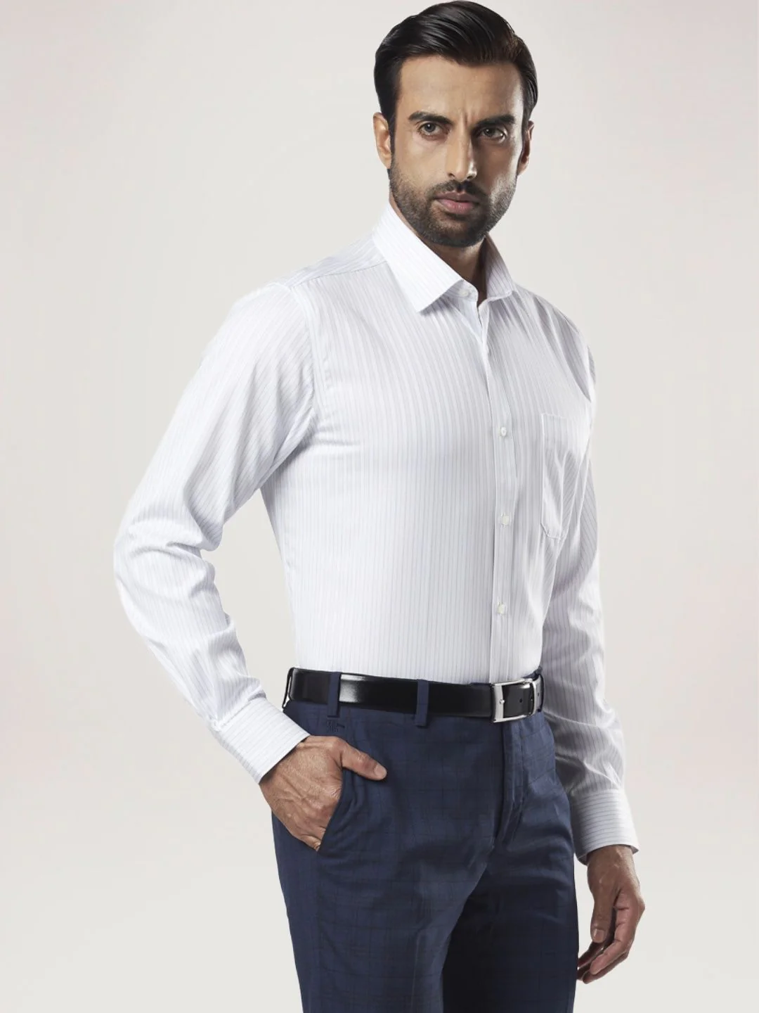 Men Blue Contemporary Fit Cotton Full Sleeve Shirts - Image 5