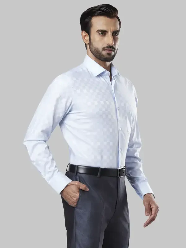 Men Blue Contemporary Fit Cotton Full Sleeve Spread Collar Shirts - Image 2
