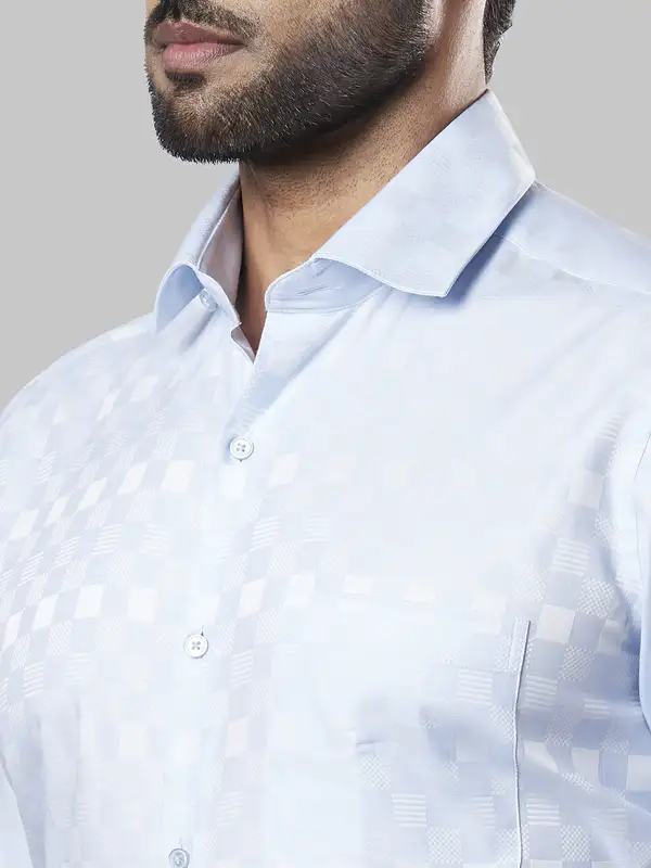 Men Blue Contemporary Fit Cotton Full Sleeve Spread Collar Shirts - Image 6