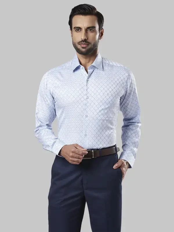 Men Blue Contemporary Fit Cotton Shirts