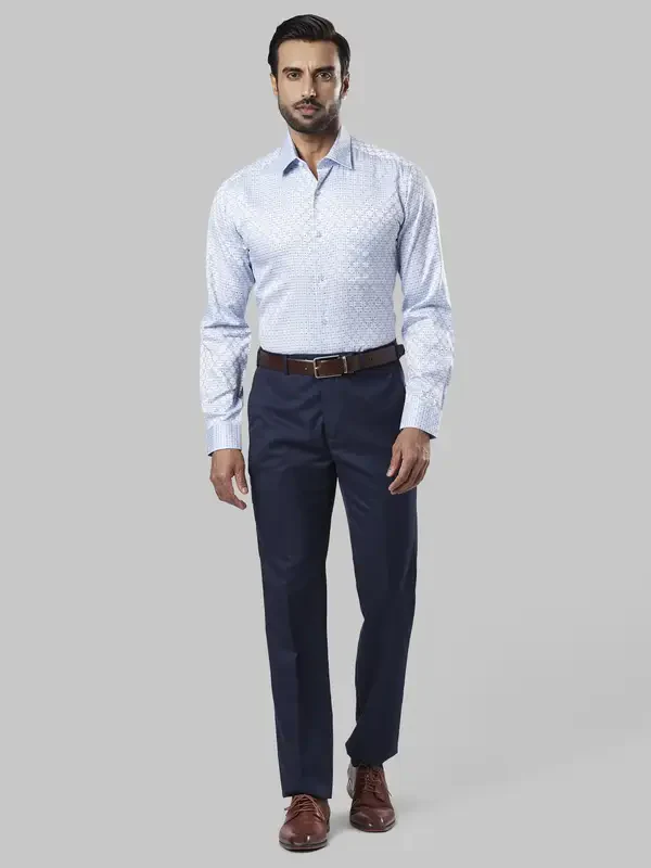 Men Blue Contemporary Fit Cotton Shirts - Image 5