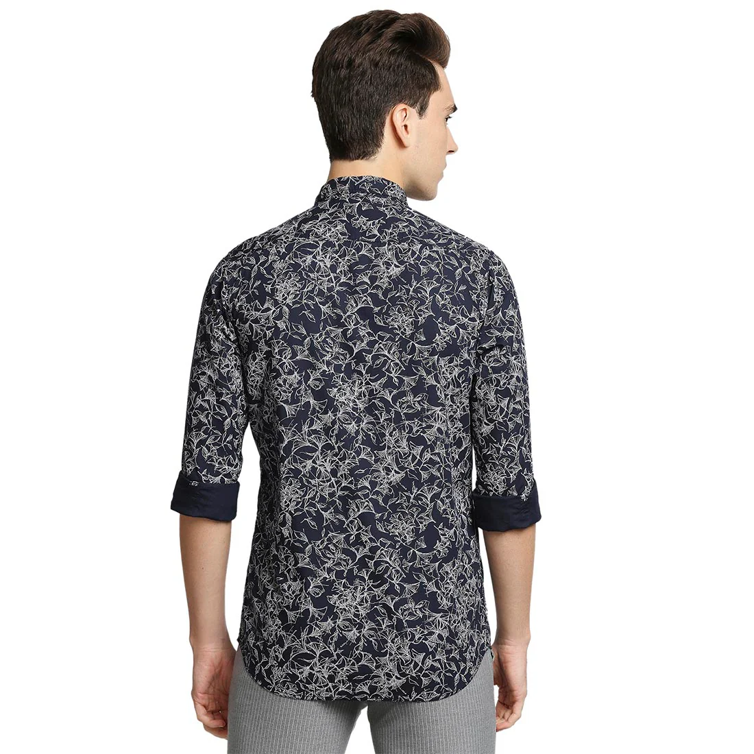 Men Blue Contemporary Fit Print Cotton Full Sleeve Shirts - Image 4