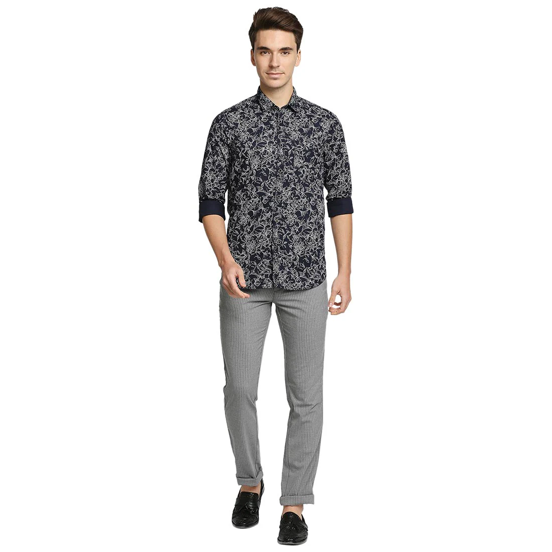 Men Blue Contemporary Fit Print Cotton Full Sleeve Shirts - Image 5