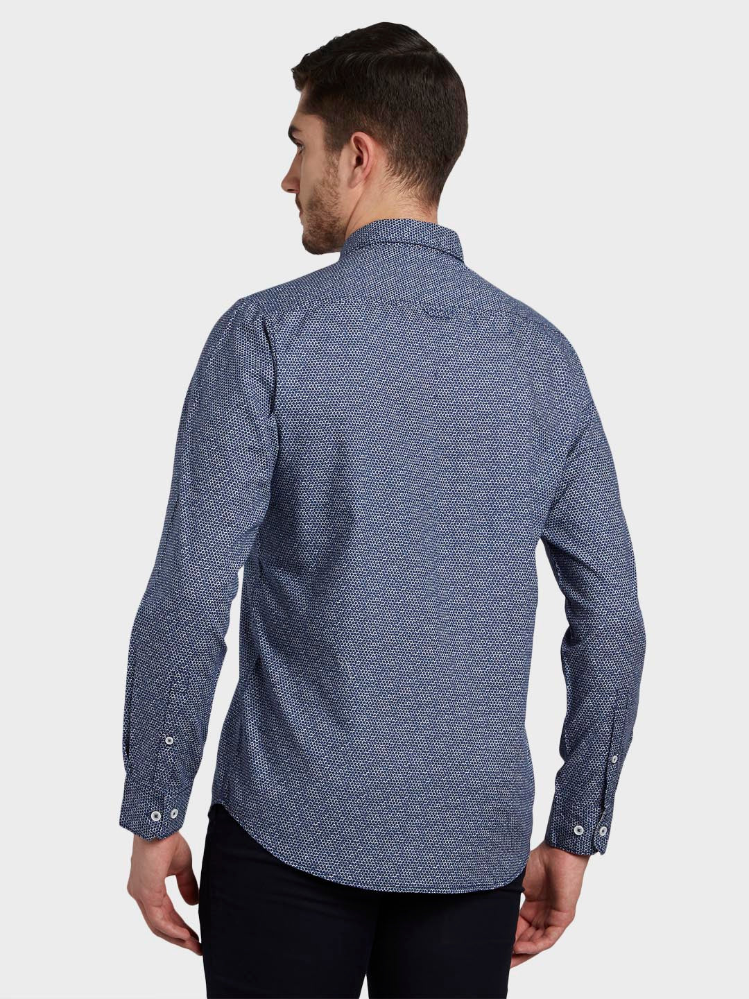 Men Blue Contemporary Fit Print Cotton Full Sleeve Shirts - Image 4